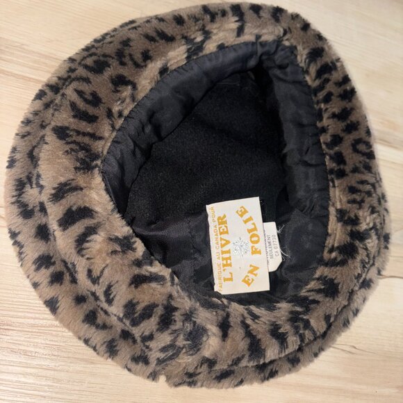 Vintage L'Hiver En Folie Leopard Bucket Hat - Picture 5 of 6